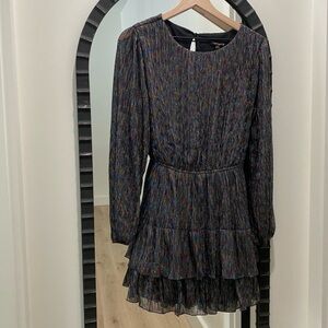 Black Shimmer Ruffle Hem Dress